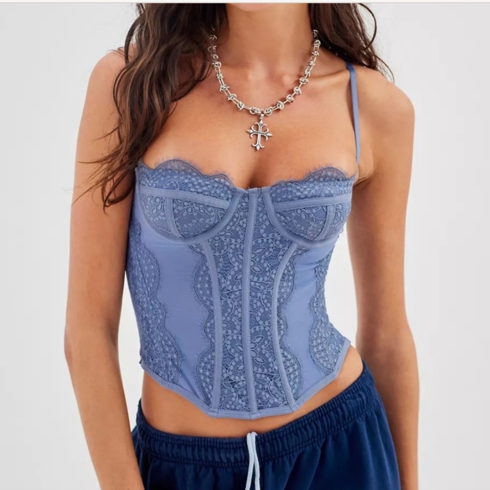 Urban Outfitters Out From Under Modern Love Corset Blue